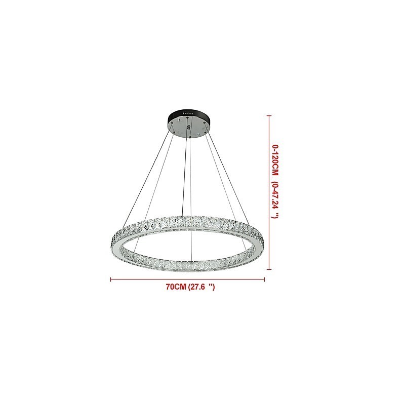 Luminária pendente de teto em anel regulável, lustre moderno, iluminação interna, luz com controle remoto