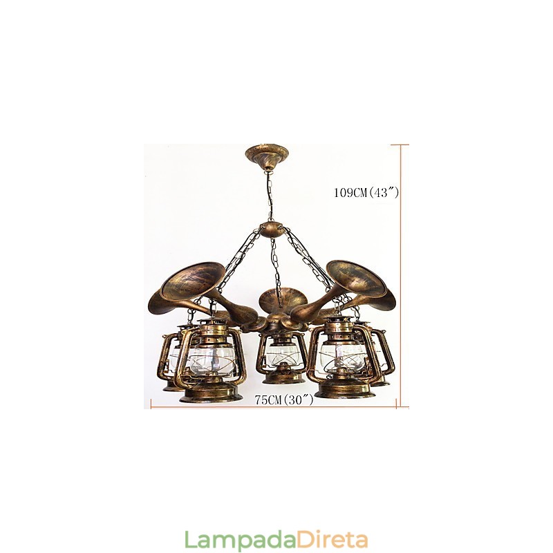 Lustre de metal rústico estilo chalé vintage retrô country globo pintura característica para designers de estilo mini
