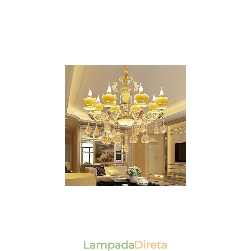 Lustre de cristal de liga de zinco estilo europeu para casa