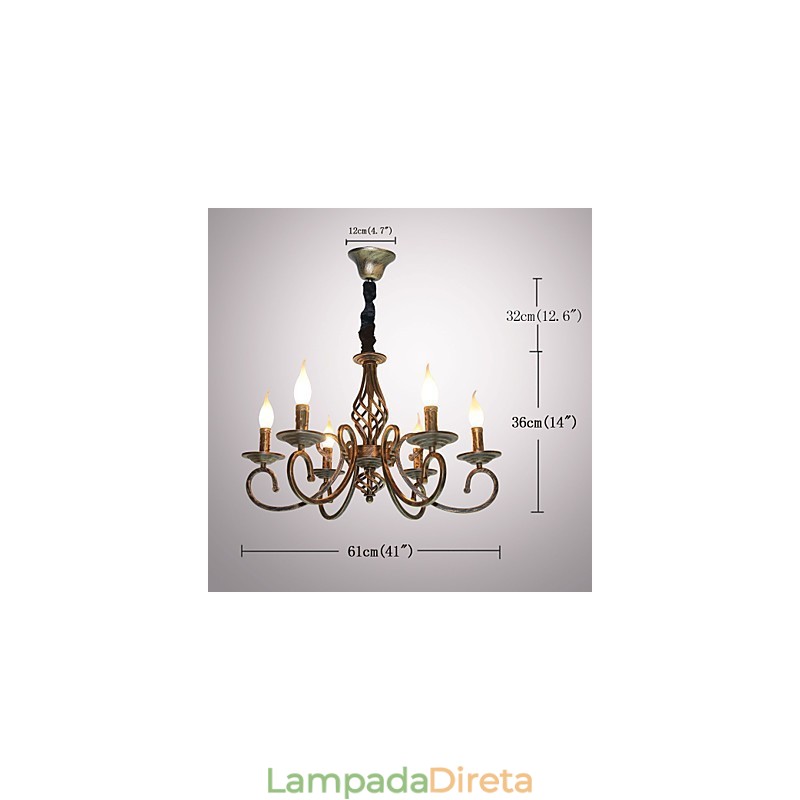 Lâmpada simples retrô Lâmpada colorida de cobre Lâmpada de vela