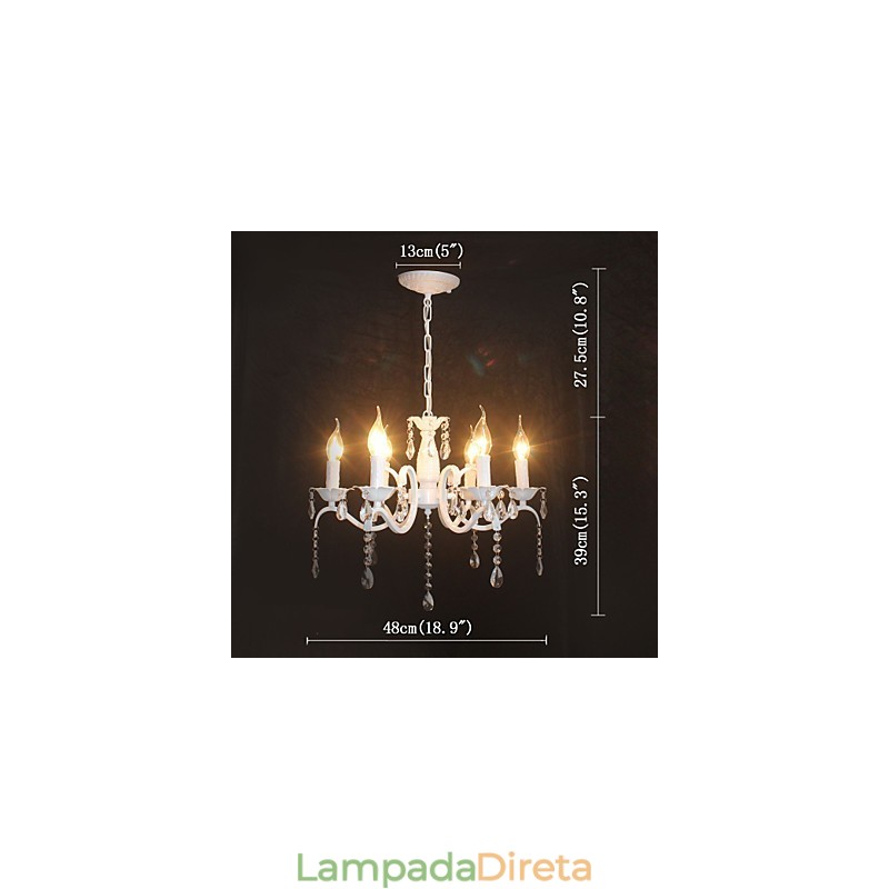 Lustre moderno de cristal mini estilo vela lâmpada de ferro lâmpadas