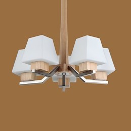 Característica eletroplatada contemporânea moderna para lustre de bambu de madeira