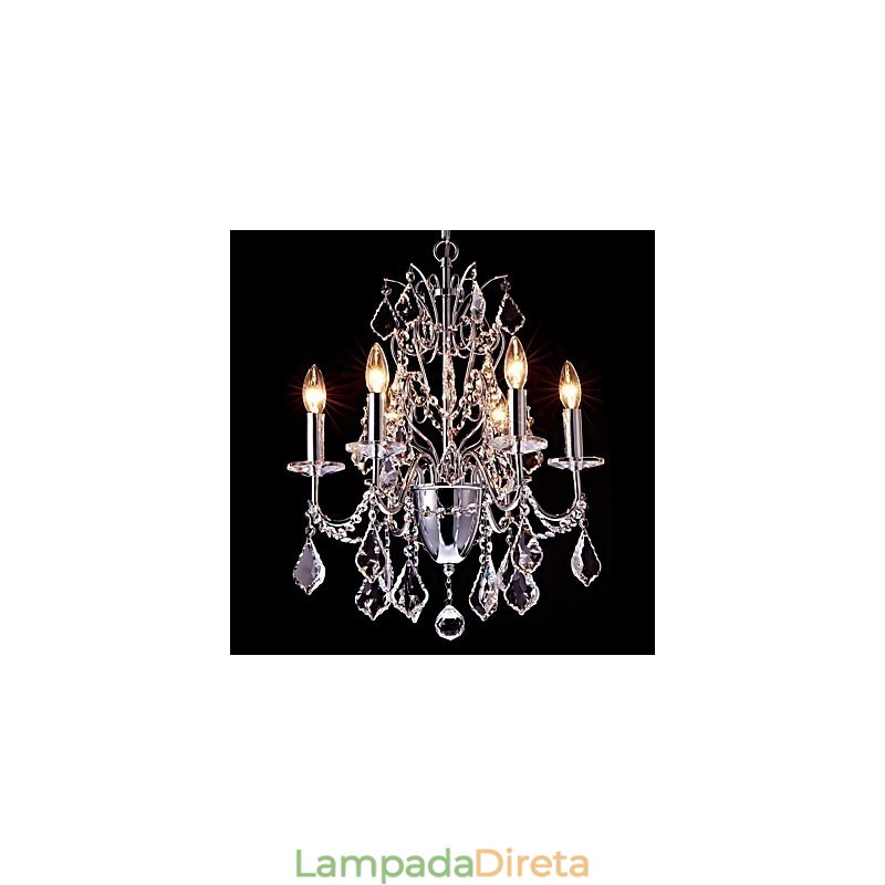 Moderno Contemporâneo Tradicional Clássico Country Chrome Feature para Lustre de Metal Cristal