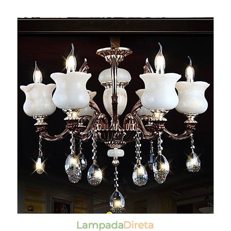 Luminária pendente de liga de zinco jade, lustre de 6 luzes Luminária pendente de liga de zinco jade, lustre de 6 luzes