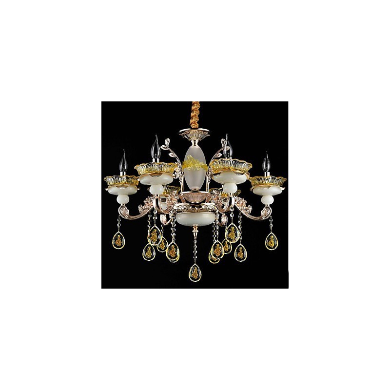 Recurso tradicional clássico galvanizado para lustre de metal estilo mini cristal com 8 lâmpadas