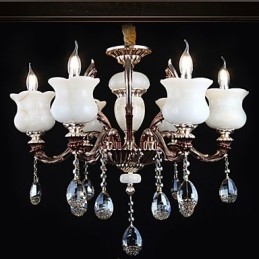 Luminária pendente de liga de zinco jade, lustre de 6 luzes