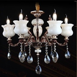 Luminária pendente de liga de zinco jade, lustre de 6 luzes
