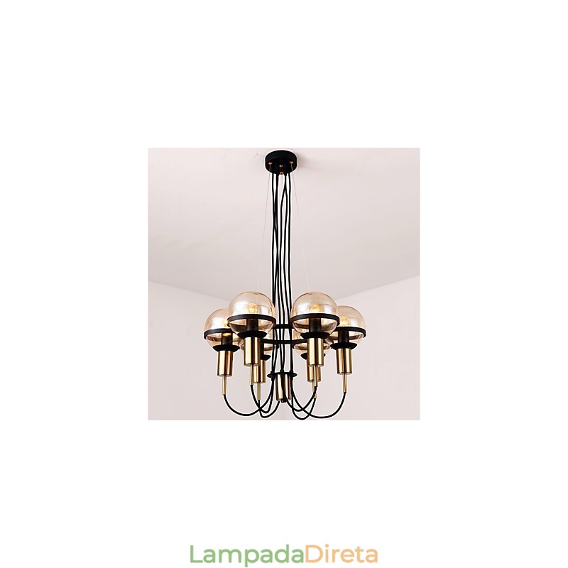 Lustre personalizado de 6 luzes com cúpula de vidro