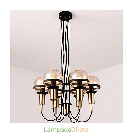 Lustre personalizado de 6 luzes com cúpula de vidro Lustre personalizado de 6 luzes com cúpula de vidro