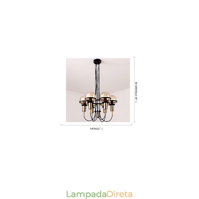 Lustre personalizado de 6 luzes com cúpula de vidro