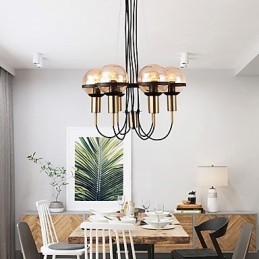 Lustre personalizado de 6 luzes com cúpula de vidro