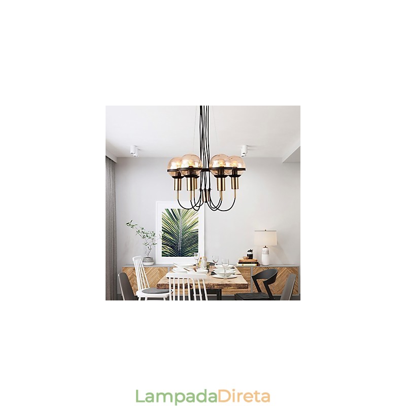 Lustre personalizado de 6 luzes com cúpula de vidro
