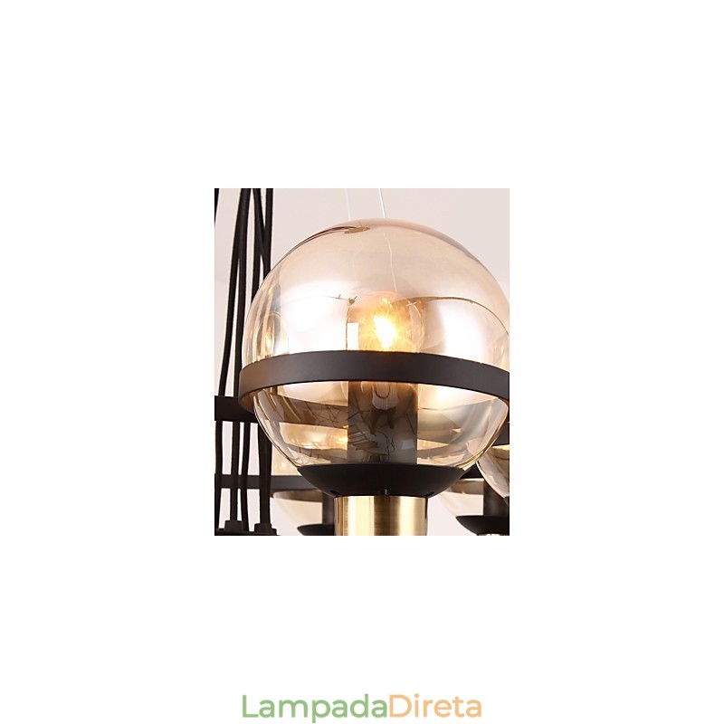 Lustre personalizado de 6 luzes com cúpula de vidro