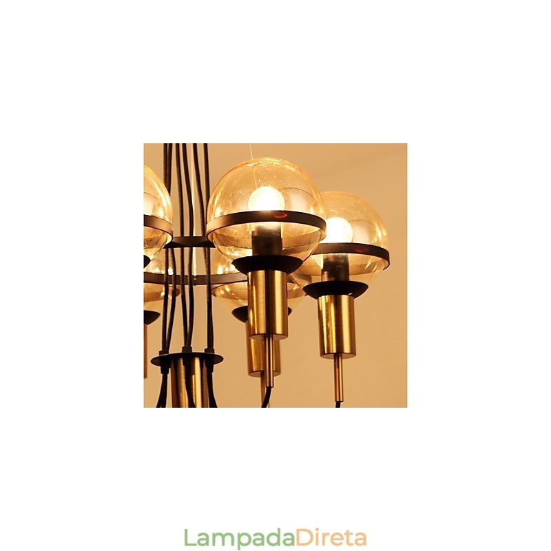 Lustre personalizado de 6 luzes com cúpula de vidro