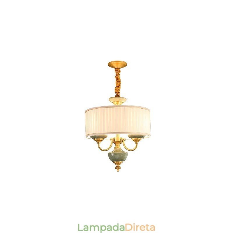 Lustre todo em cobre Lustre decorativo em jade