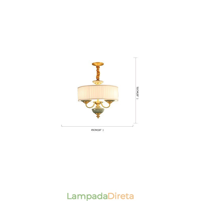 Lustre todo em cobre Lustre decorativo em jade
