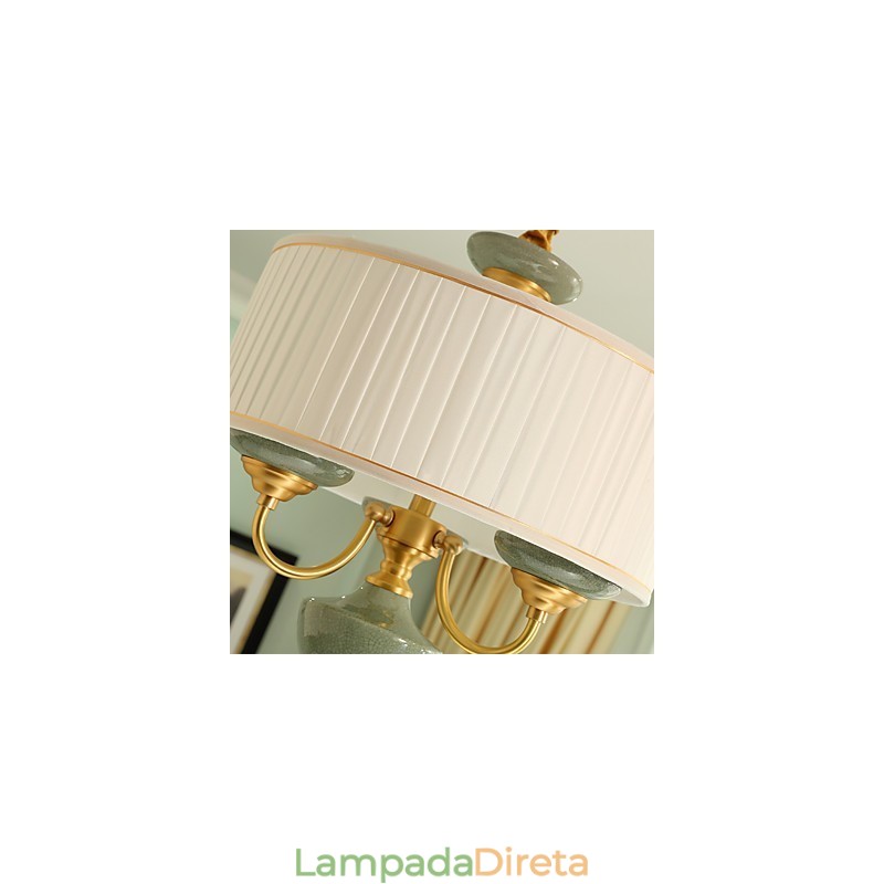 Lustre todo em cobre Lustre decorativo em jade