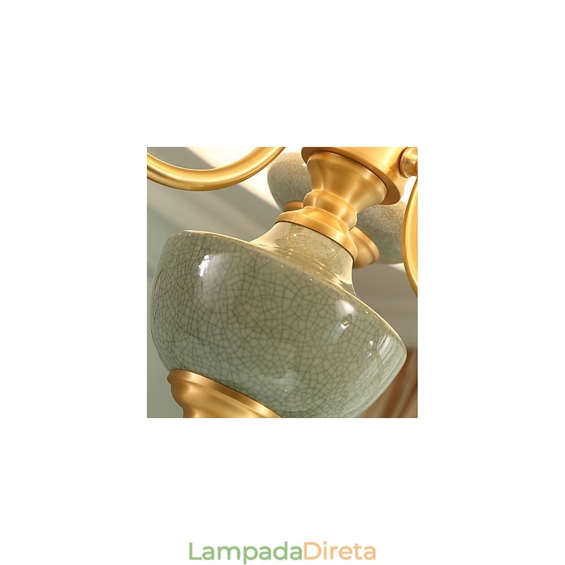 Lustre todo em cobre Lustre decorativo em jade