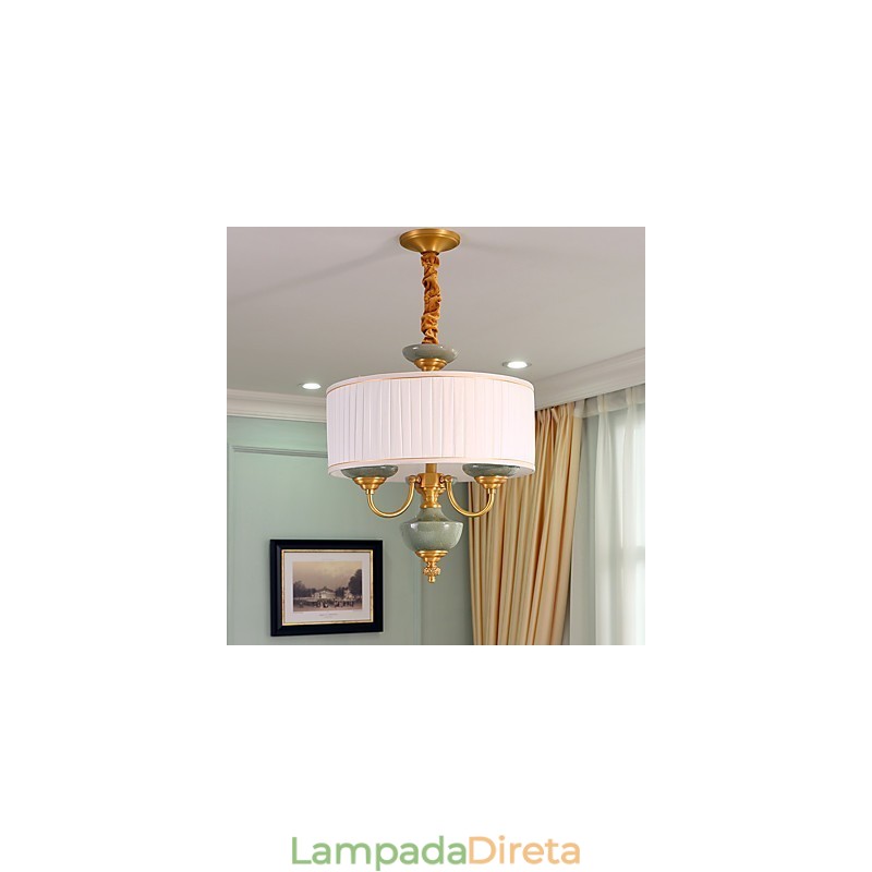 Lustre todo em cobre Lustre decorativo em jade