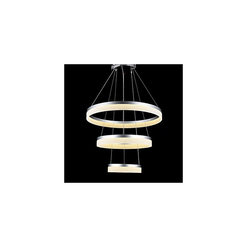 Luzes de lustre redondas, iluminação, lâmpadas de acrílico modernas, luxuosas, três anéis, luminárias de teto