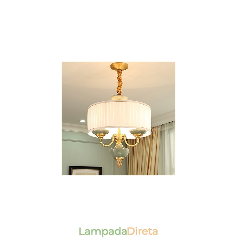 Lustre todo em cobre Lustre decorativo em jade