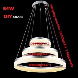 Luzes de lustre redondas, iluminação, lâmpadas de acrílico modernas, luxuosas, três anéis, luminárias de teto