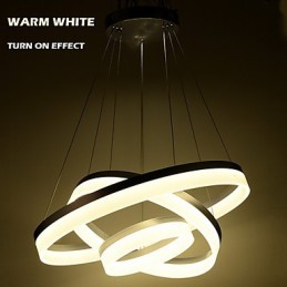 Luzes de lustre redondas, iluminação, lâmpadas de acrílico modernas, luxuosas, três anéis, luminárias de teto