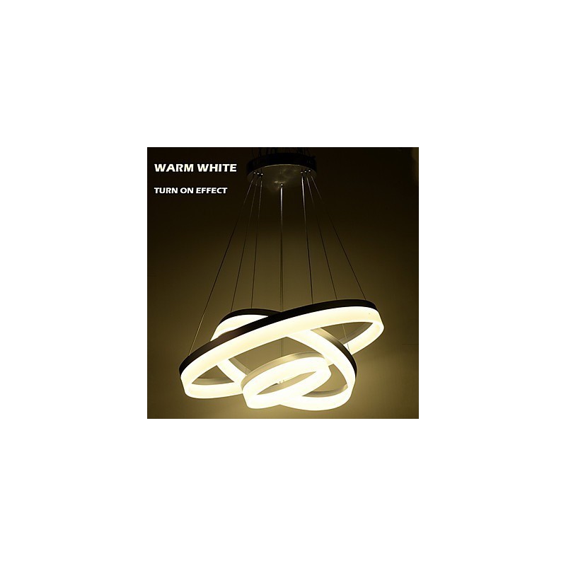Luzes de lustre redondas, iluminação, lâmpadas de acrílico modernas, luxuosas, três anéis, luminárias de teto