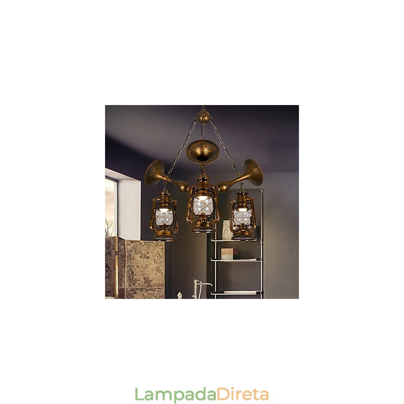 Lustre de metal rústico estilo chalé vintage retrô country globo pintura característica para designers de estilo mini