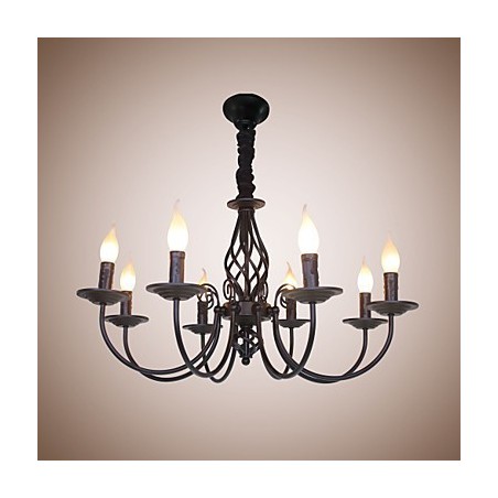 Lâmpada de ferro simples europeia Lâmpada de vela 8 Lustre Lâmpada de ferro simples europeia Lâmpada de vela 8 Lustre