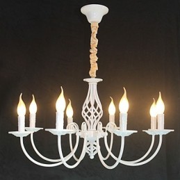 Lâmpada de ferro simples europeia Lâmpada de vela 8 Lustre