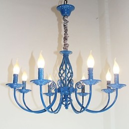Lâmpada de ferro simples europeia Lâmpada de vela 8 Lustre