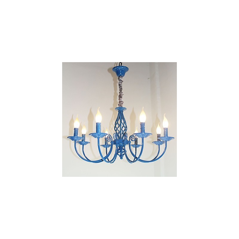 Lâmpada de ferro simples europeia Lâmpada de vela 8 Lustre