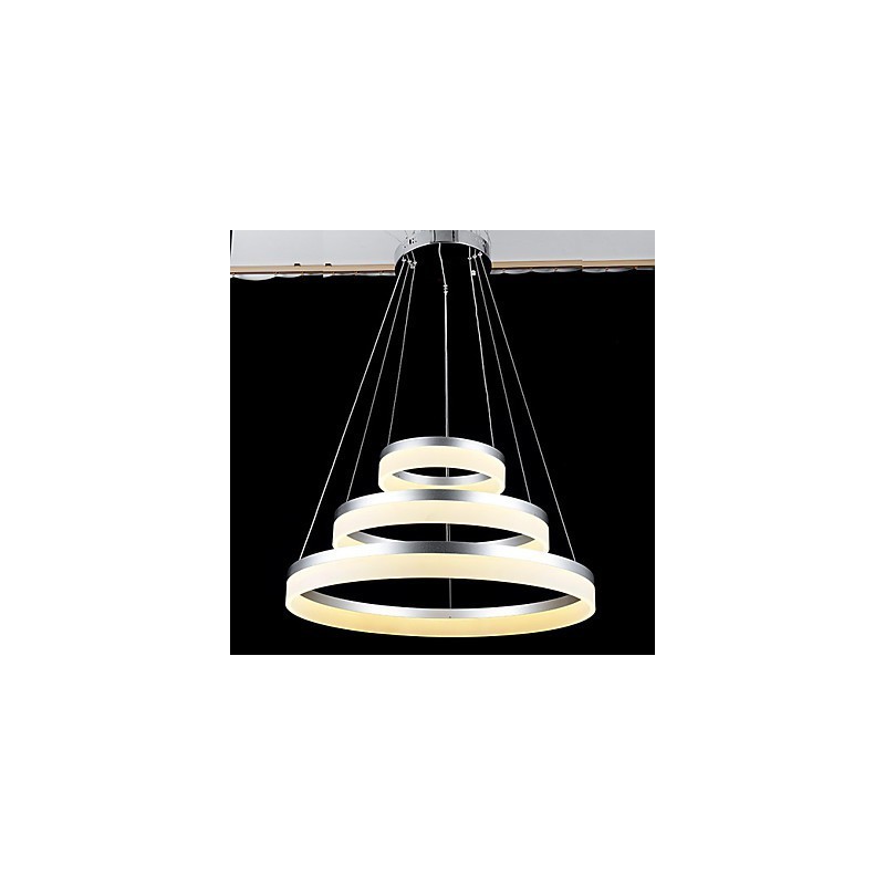 Luzes de lustre redondas, iluminação, lâmpadas de acrílico modernas, luxuosas, três anéis, luminárias de teto