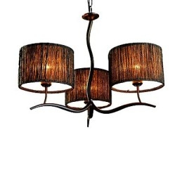 Lustre clássico tradicional de 3 luzes com cúpula de tecido simples