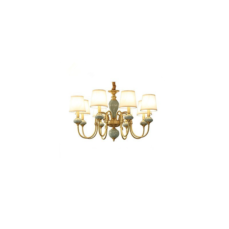 Lustre Tradicional Clássico Country Latão Recurso para Mini Estilo Metal 8 Lâmpadas