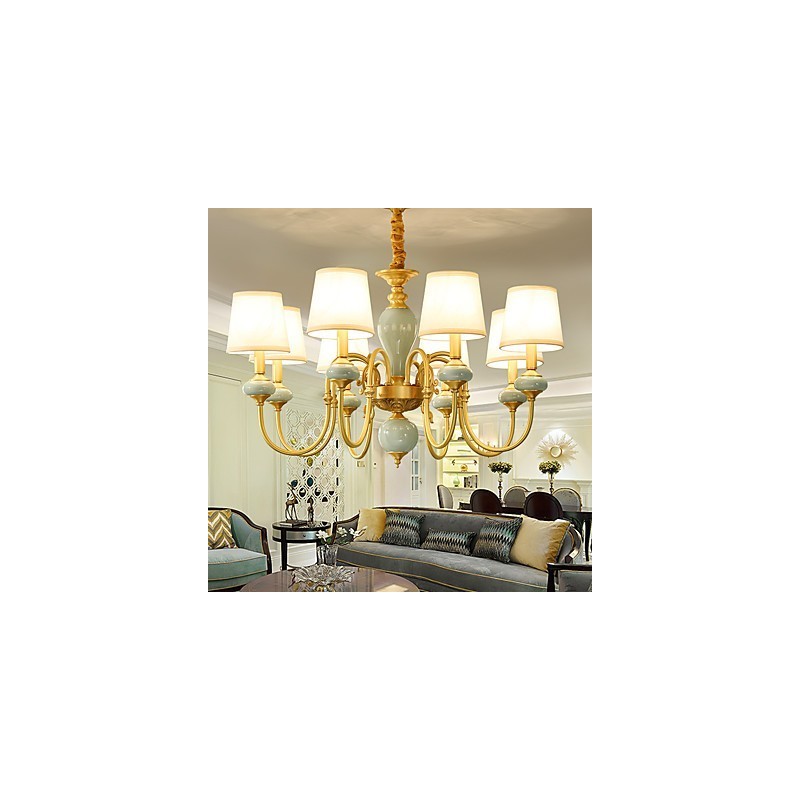 Lustre Tradicional Clássico Country Latão Recurso para Mini Estilo Metal 8 Lâmpadas