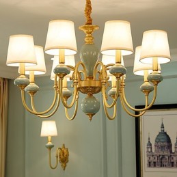 Lustre Tradicional Clássico Country Latão Recurso para Mini Estilo Metal 8 Lâmpadas