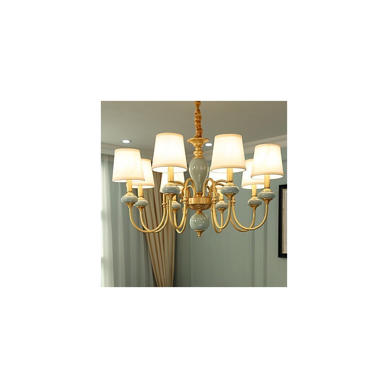 Lustre Tradicional Clássico Country Latão Recurso para Mini Estilo Metal 8 Lâmpadas