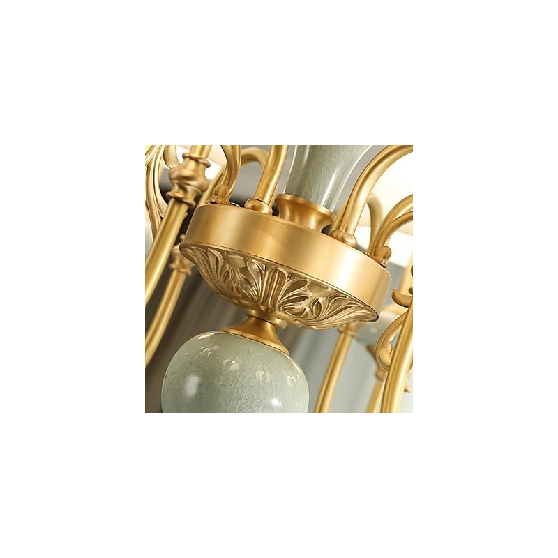 Lustre Tradicional Clássico Country Latão Recurso para Mini Estilo Metal 8 Lâmpadas