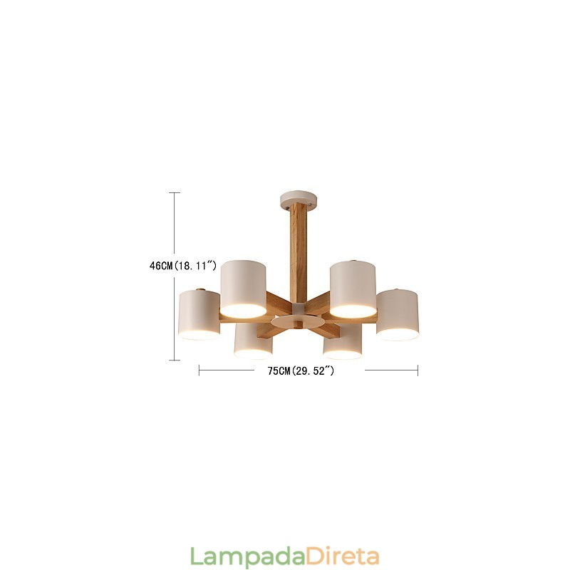 Lustre de 6 luzes moderno contemporâneo tradicional clássico vintage country madeira característica para madeira