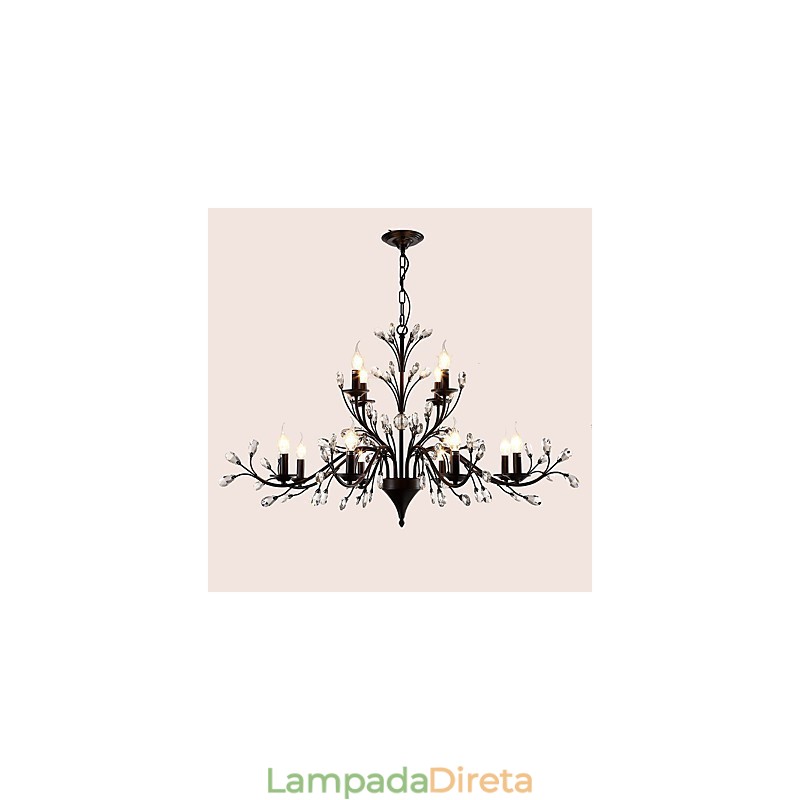 Lustre de cristal de 12 luzes moderno contemporâneo tradicional clássico vintage retrô country pintura característica
