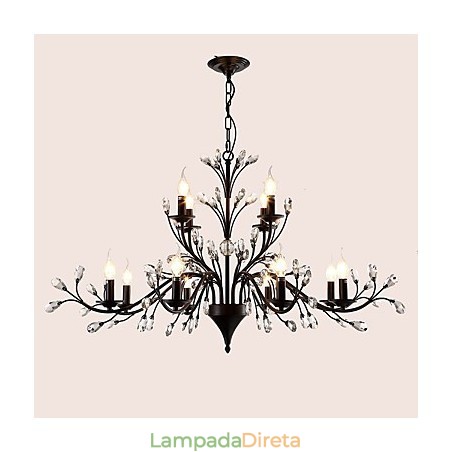 Lustre de cristal de 12 luzes moderno contemporâneo tradicional clássico vintage retrô country pintura característica Lustre de cristal de 12 luzes moderno contemporâneo tradicional clássico vintage retrô country pintura característica