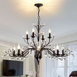 Lustre de cristal de 12 luzes moderno contemporâneo tradicional clássico vintage retrô country pintura característica