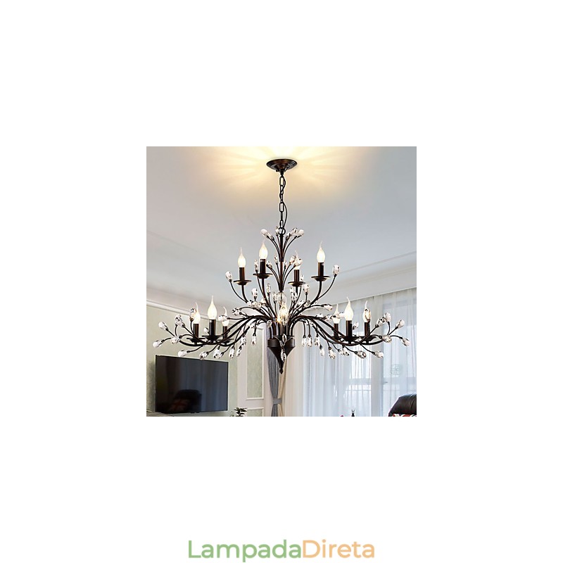 Lustre de cristal de 12 luzes moderno contemporâneo tradicional clássico vintage retrô country pintura característica
