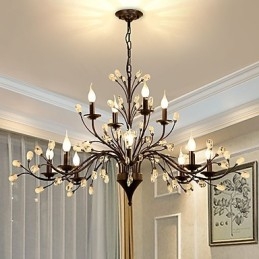 Lustre de cristal de 12 luzes moderno contemporâneo tradicional clássico vintage retrô country pintura característica