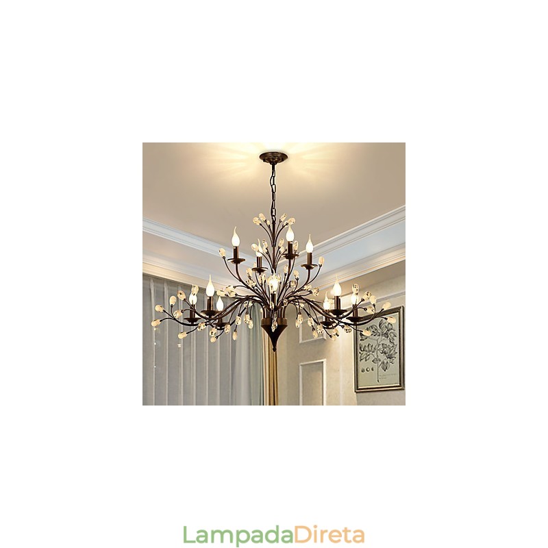 Lustre de cristal de 12 luzes moderno contemporâneo tradicional clássico vintage retrô country pintura característica