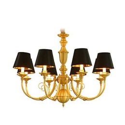 Lustre Tradicional Clássico Country Latão Recurso para Mini Estilo Metal 8 Lâmpadas