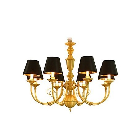 Lustre Tradicional Clássico Country Latão Recurso para Mini Estilo Metal 8 Lâmpadas Lustre Tradicional Clássico Country Latão Recurso para Mini Estilo Metal 8 Lâmpadas