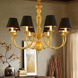 Lustre Tradicional Clássico Country Latão Recurso para Mini Estilo Metal 8 Lâmpadas